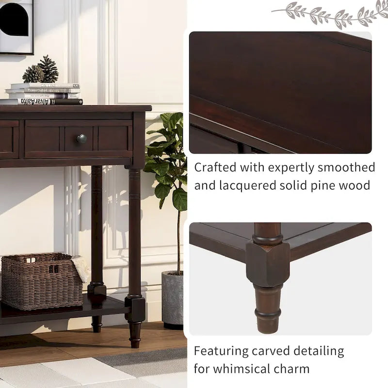 Console moderna con due cassetti e ripiano inferiore