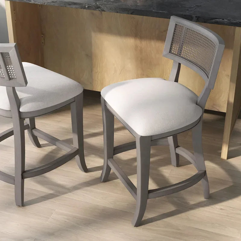 Sedia da banco in stile rustico moderno con schienale in canna