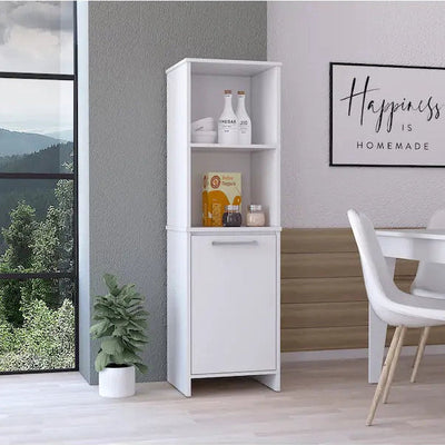 FM Furniture Danforth Pantry Cabinet, Single Door Cabinet, Four Shelves