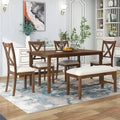 Set Tavolo da Pranzo 6 Pezzi – Ciliegio Naturale, Grigio o Espresso, Tavolo da Cucina in Legno