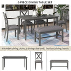 Set Tavolo da Pranzo 6 Pezzi – Ciliegio Naturale, Grigio o Espresso, Tavolo da Cucina in Legno