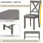 Set Tavolo da Pranzo 6 Pezzi – Ciliegio Naturale, Grigio o Espresso, Tavolo da Cucina in Legno