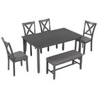 Set Tavolo da Pranzo 6 Pezzi – Ciliegio Naturale, Grigio o Espresso, Tavolo da Cucina in Legno