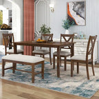 Set Tavolo da Pranzo 6 Pezzi – Ciliegio Naturale, Grigio o Espresso, Tavolo da Cucina in Legno