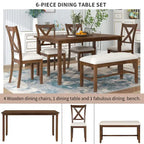 Set Tavolo da Pranzo 6 Pezzi – Ciliegio Naturale, Grigio o Espresso, Tavolo da Cucina in Legno