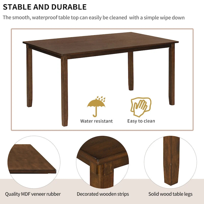 Set Tavolo da Pranzo 6 Pezzi – Ciliegio Naturale, Grigio o Espresso, Tavolo da Cucina in Legno