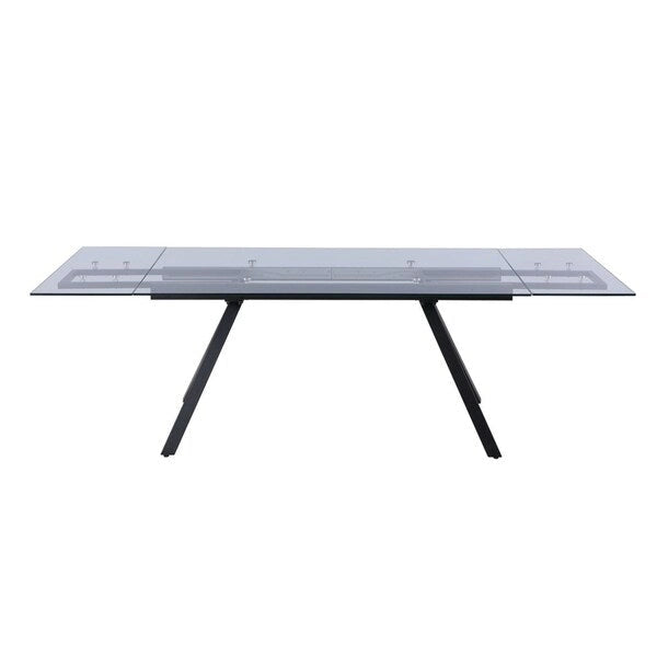Set da pranzo allungabile 5 pezzi – Tavolo in vetro temperato, sedie imbottite, 160–240 cm