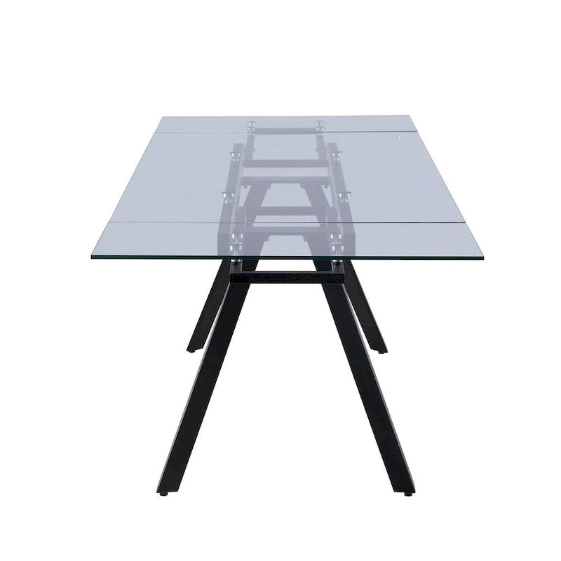 Set da pranzo allungabile 5 pezzi – Tavolo in vetro temperato, sedie imbottite, 160–240 cm