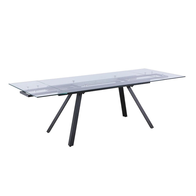 Set da pranzo allungabile 5 pezzi – Tavolo in vetro temperato, sedie imbottite, 160–240 cm