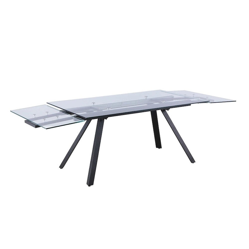 Set da pranzo allungabile 5 pezzi – Tavolo in vetro temperato, sedie imbottite, 160–240 cm