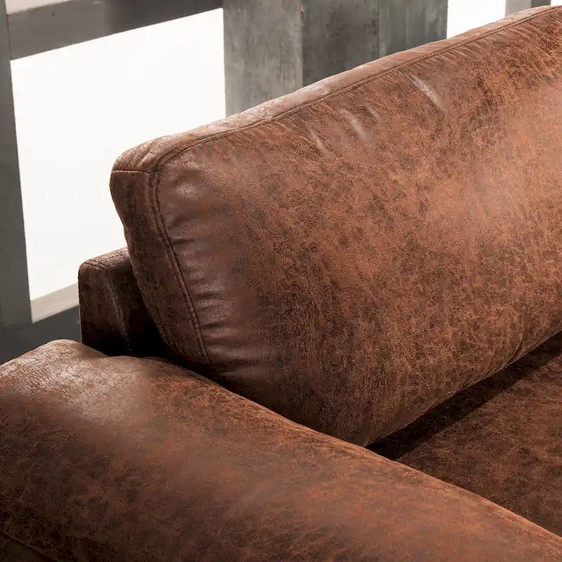 Divano Sezionale Chaise Reversibile Mid-Century in Pelle Scamosciata con Gambe in Metallo, Divano a L da Soggiorno