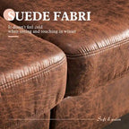 Divano Sezionale Chaise Reversibile Mid-Century in Pelle Scamosciata con Gambe in Metallo, Divano a L da Soggiorno