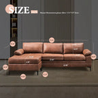 Divano Sezionale Chaise Reversibile Mid-Century in Pelle Scamosciata con Gambe in Metallo, Divano a L da Soggiorno