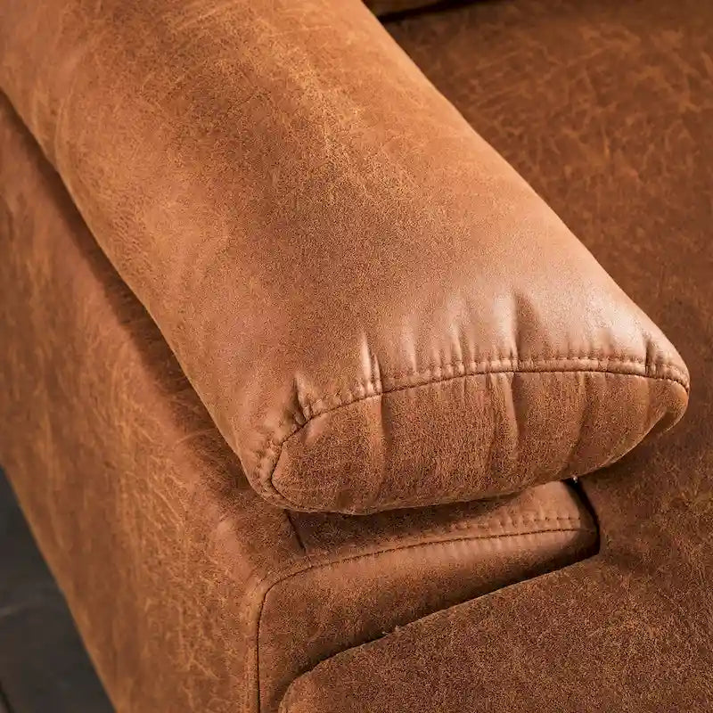 Divano Sezionale Chaise Reversibile Mid-Century in Pelle Scamosciata con Gambe in Metallo, Divano a L da Soggiorno