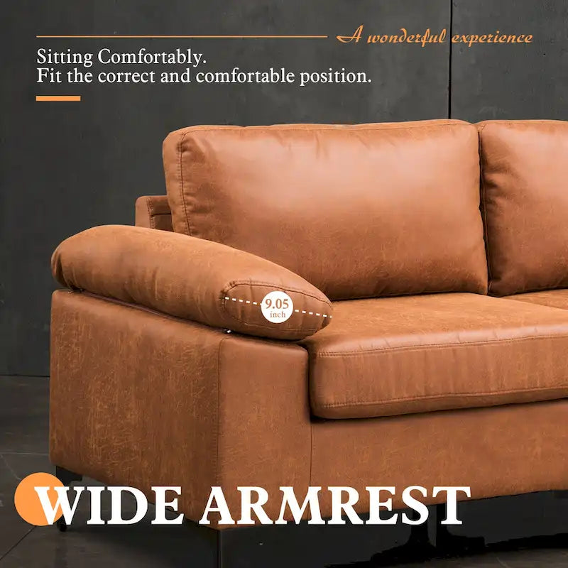Divano Sezionale Chaise Reversibile Mid-Century in Pelle Scamosciata con Gambe in Metallo, Divano a L da Soggiorno