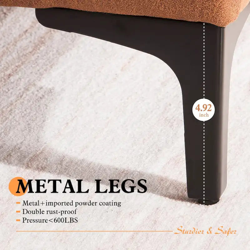 Divano Sezionale Chaise Reversibile Mid-Century in Pelle Scamosciata con Gambe in Metallo, Divano a L da Soggiorno