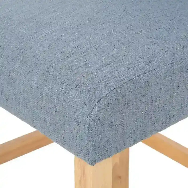Sgabello da bancone con schienale ad ala, capitonné e gambe in legno di hevea naturale