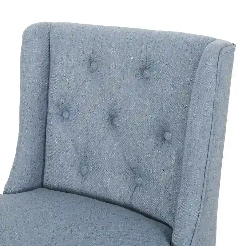 Sgabello da bancone con schienale ad ala, capitonné e gambe in legno di hevea naturale