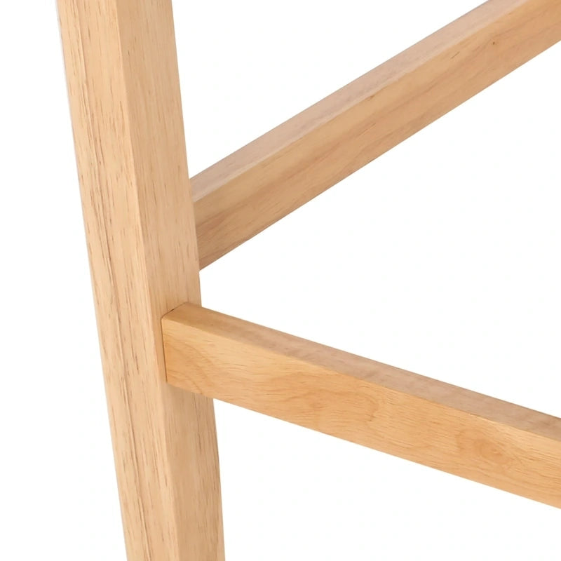 Sgabello da bancone con schienale ad ala, capitonné e gambe in legno di hevea naturale