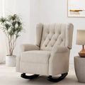 Sedia a dondolo Chesterfield con schienale ad ali imbottito in tessuto