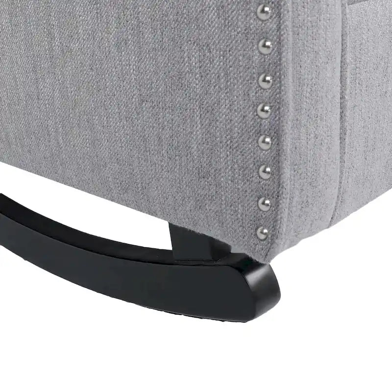 Sedia a dondolo Chesterfield con schienale ad ali imbottito in tessuto