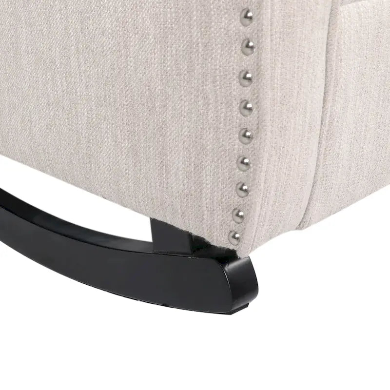 Sedia a dondolo Chesterfield con schienale ad ali imbottito in tessuto
