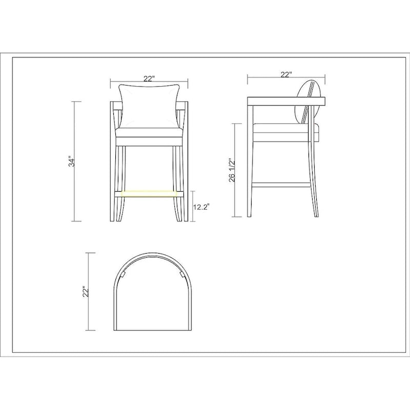 Sgabello da bar in noce Mid Century Modern, altezza bancone