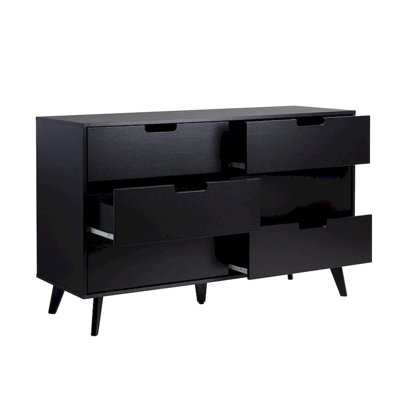 Cassettiera a 6 cassetti – Finitura Riviera o Nera, Comodino Cassettiera Contenitore