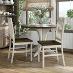 Sedie da pranzo Derry Farmhouse in legno bianco antico con schienale a doghe di Furniture of America (set da 2)