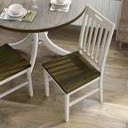 Sedie da pranzo Derry Farmhouse in legno bianco antico con schienale a doghe di Furniture of America (set da 2)