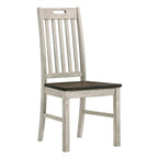 Sedie da pranzo Derry Farmhouse in legno bianco antico con schienale a doghe di Furniture of America (set da 2)