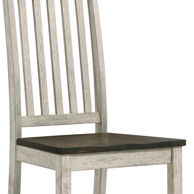 Sedie da pranzo Derry Farmhouse in legno bianco antico con schienale a doghe di Furniture of America (set da 2)