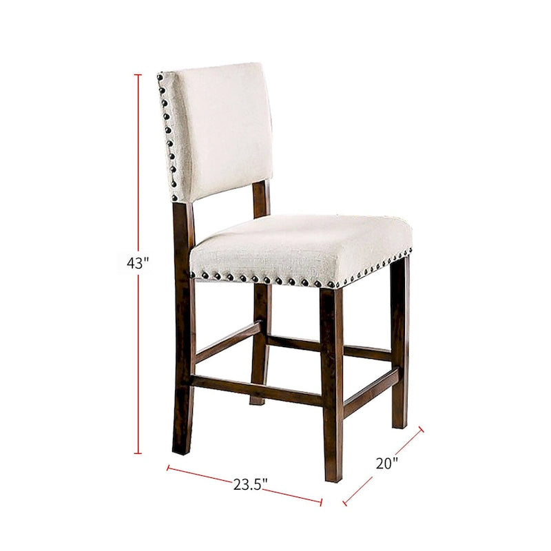 Set di 2 sedie da pranzo marroni ciliegio e avorio con rifiniture borchiate