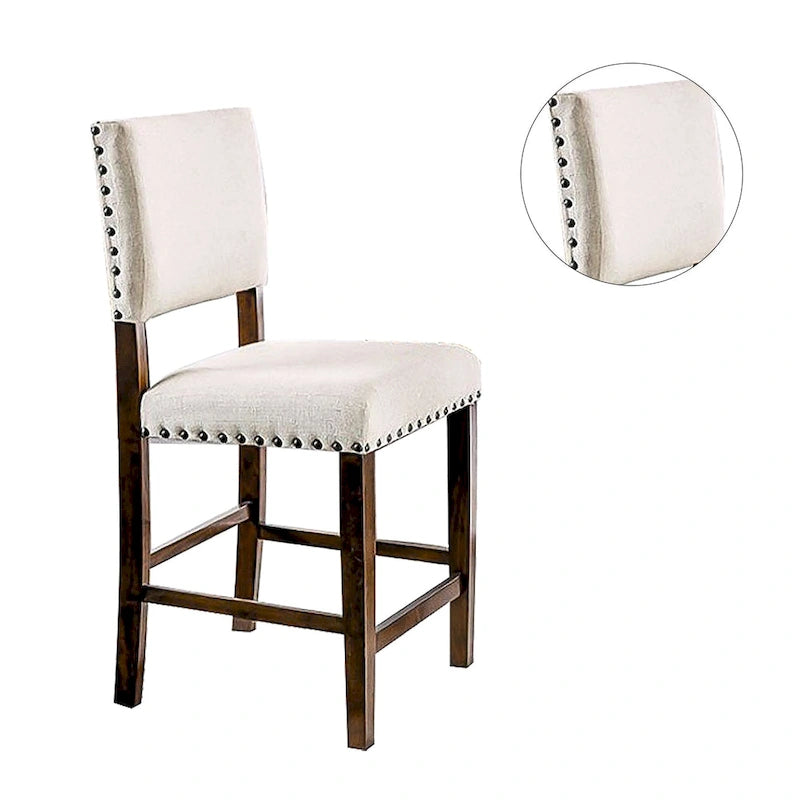 Set di 2 sedie da pranzo marroni ciliegio e avorio con rifiniture borchiate