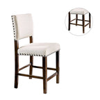 Set di 2 sedie da pranzo marroni ciliegio e avorio con rifiniture borchiate