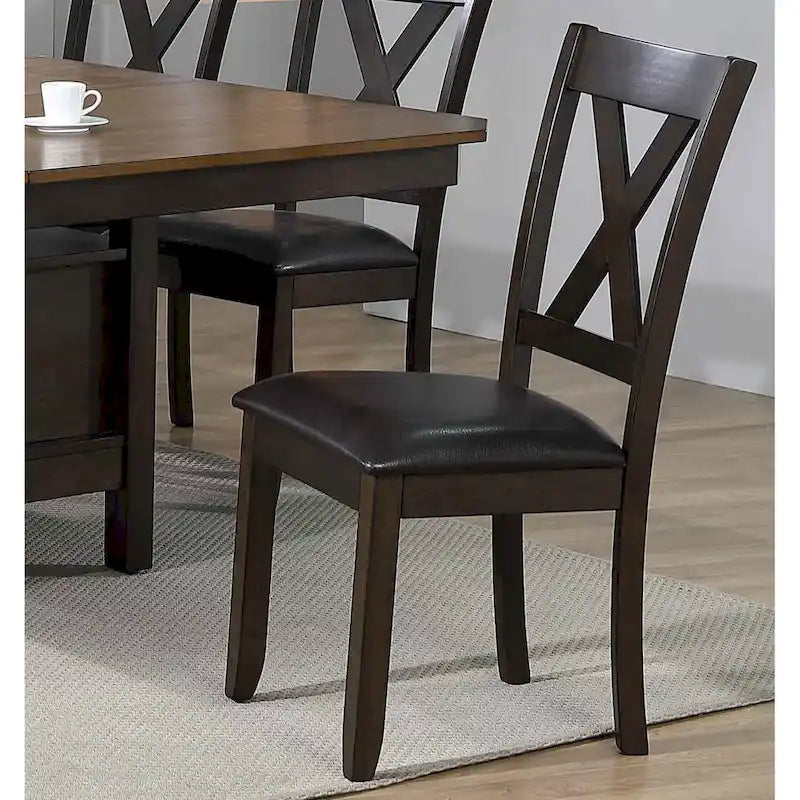 Set da pranzo di 7 pezzi in legno massello con piano impiallacciato e contenitore