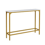 Consolle Sottile – Ferro Bianco e Oro Verniciato a Polvere, 42L x 32A, Capacità 250 lbs
