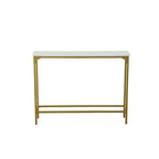 Consolle Sottile – Ferro Bianco e Oro Verniciato a Polvere, 42L x 32A, Capacità 250 lbs
