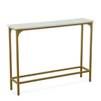 Consolle Sottile – Ferro Bianco e Oro Verniciato a Polvere, 42L x 32A, Capacità 250 lbs