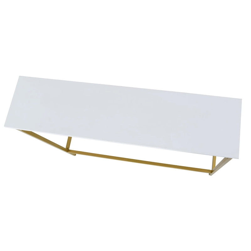 Consolle Sottile – Ferro Bianco e Oro Verniciato a Polvere, 42L x 32A, Capacità 250 lbs