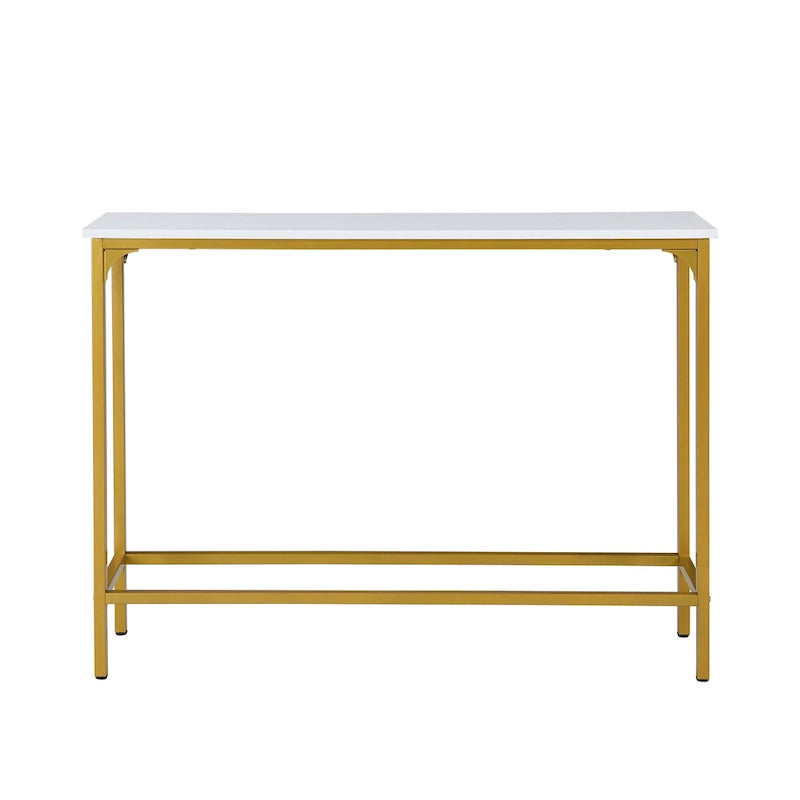 Consolle Sottile – Ferro Bianco e Oro Verniciato a Polvere, 42L x 32A, Capacità 250 lbs