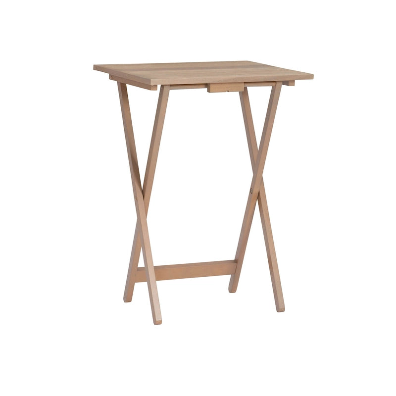 Tavolino vassoio pieghevole in legno di acacia con finitura Driftwood