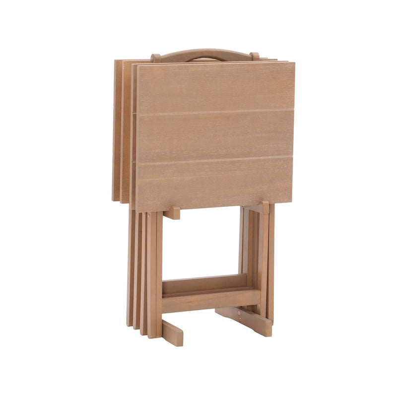 Tavolino vassoio pieghevole in legno di acacia con finitura Driftwood