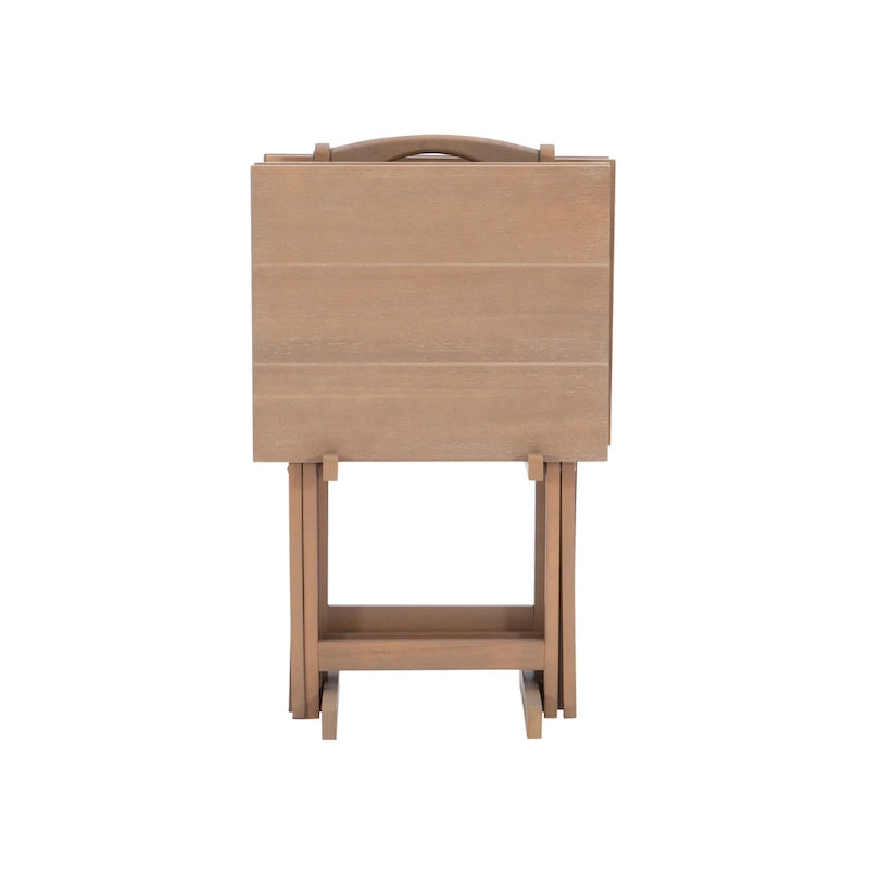 Tavolino vassoio pieghevole in legno di acacia con finitura Driftwood
