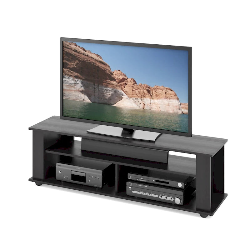 Mobile TV Bakersfield nero in legno, per TV fino a 75 pollici