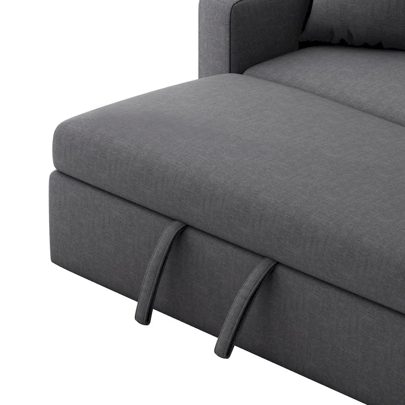 Divano Letto Convertibile con Contenitore in Tessuto Imbottito Grigio