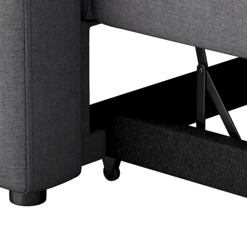 Divano Letto Convertibile con Contenitore in Tessuto Imbottito Grigio