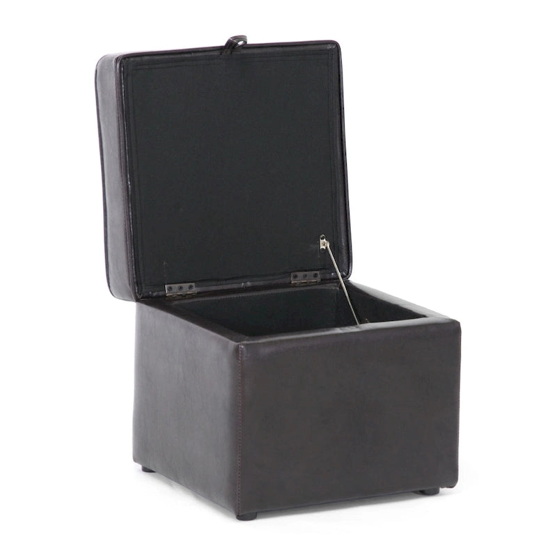 Pouf Contenitore Cubo Quadrato in Similpelle Marrone Scuro con Bottoni Trapuntati