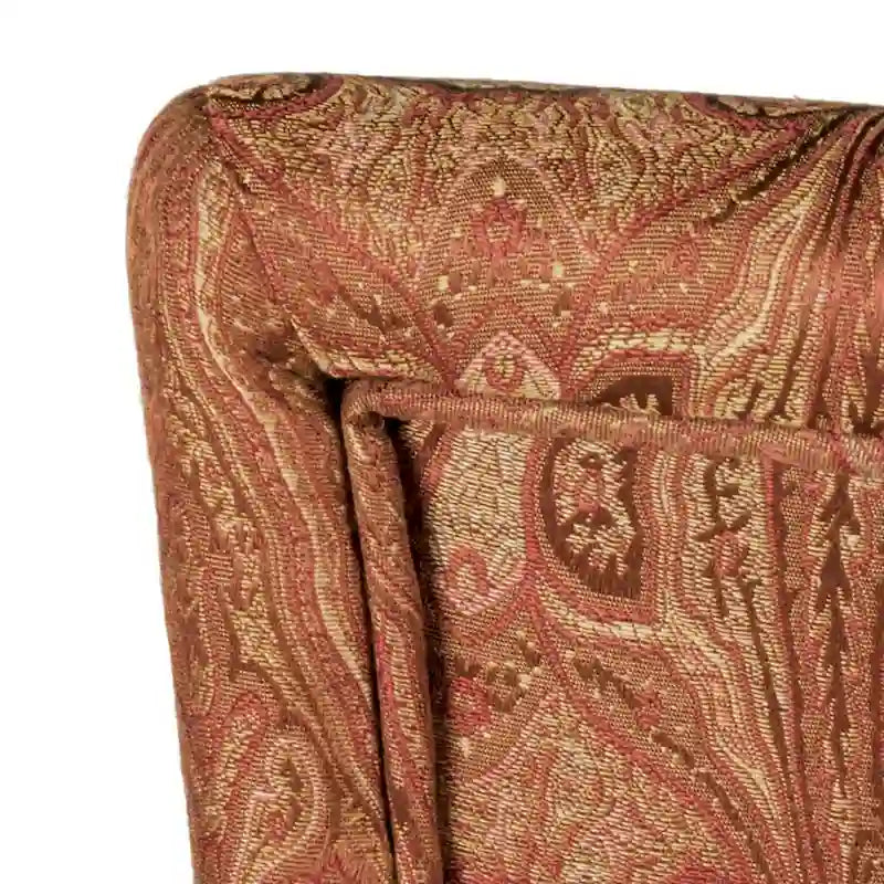 Sedia da pranzo Parsons imbottita in damasco rosso e oro con gambe in legno