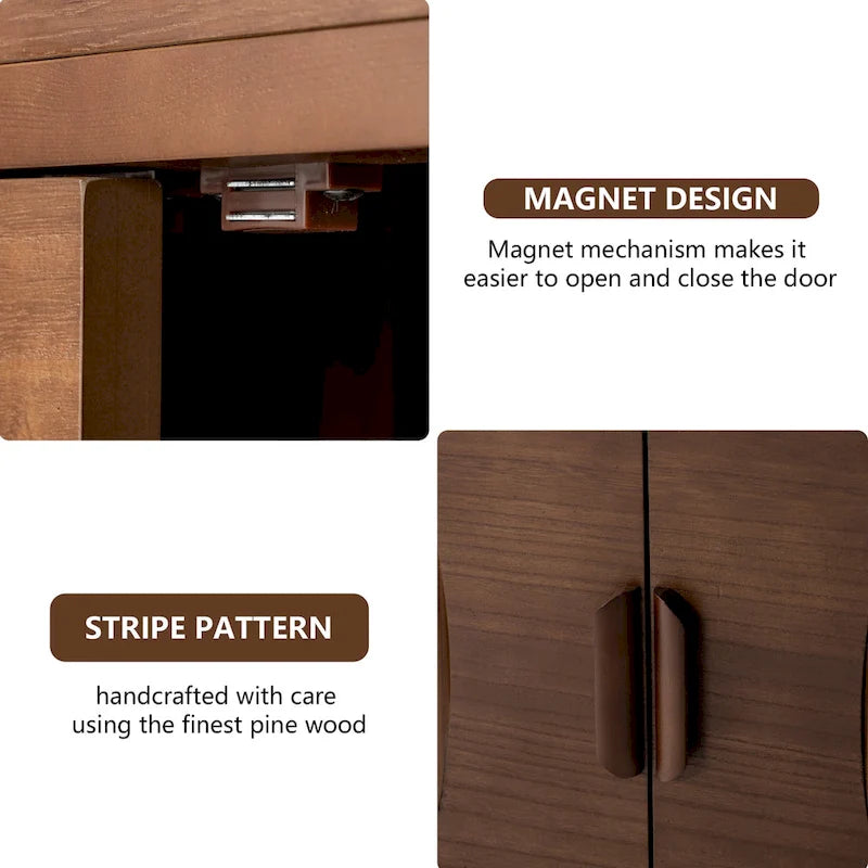 Credenza moderna a righe verticali marroni e mobile contenitore